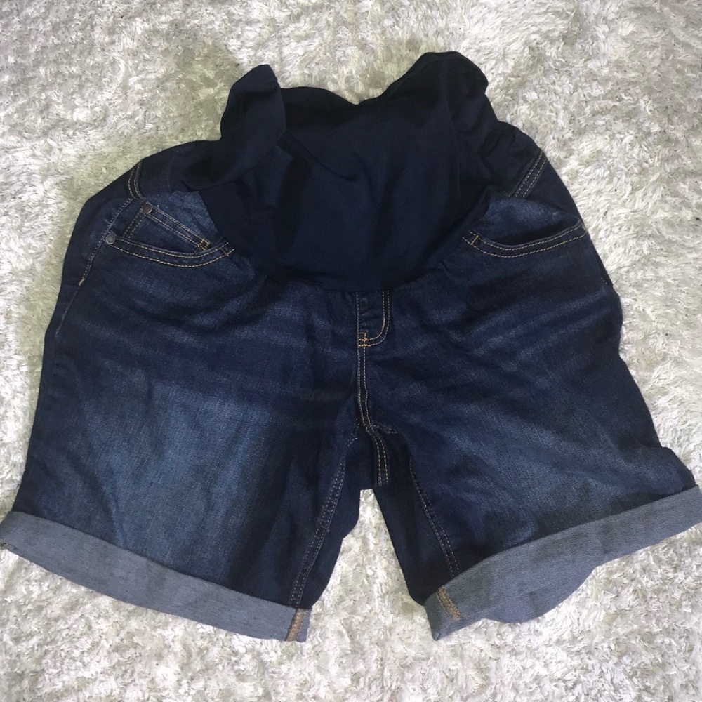 Indigo blue maternity shorts